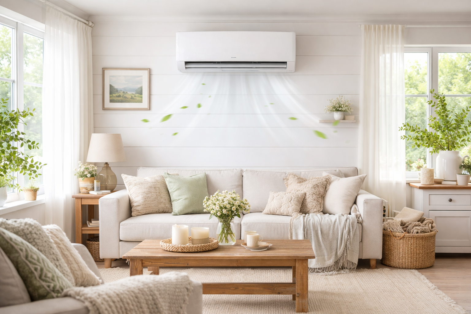 Modernes Wohnzimmer mit Klimaanlage